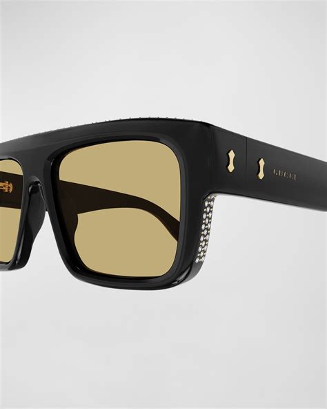 rectangular acetate and metal sunglasses gucci|gucci crystal embellished sunglasses.